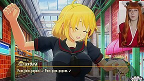 Omankovivi Bops Anime Tiddies Senran Kagura Peach Ball Cosplay With Gamer Girl