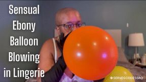 Sensual Ebony Balloon Blowing in Lingerie - Royal Ro hd mp4 1080p