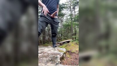 Jerking off on public hiking trail