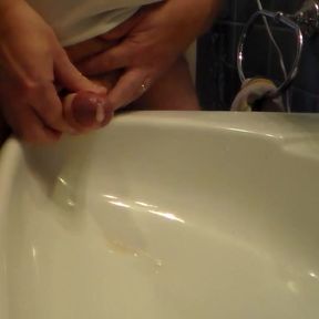 John Cums into the bathroom sink
