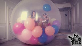 Megan and JJ Blow and Nailpops Unique 16 Balloons inside a Climb in Balloon HD version
