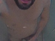 Vintage big cock uncut latino shower jerk off and cum, now on VHS