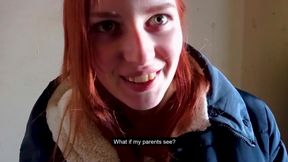Fucked me in the stairwell while parents are at home - Swallowed Sperm - POV
