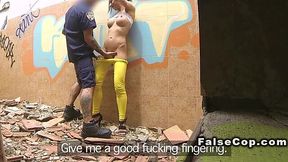 Ruined building blowjob from British amateur
