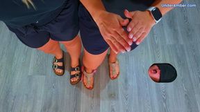 Goddess Amber & Miss Lucy - Stomping Your Cock & Balls In Our Dusty Old Birkenstocks - 198 Sky Cam - Trample Trampling CBT Ballbusting Crushing Crush Sandals Slides Feet Foot
