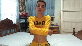 Flexible sexy Latino twink CubaBoy shows off his twink ass before a messy facial