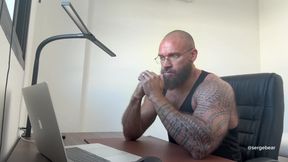 Muscular Bear Foot Fetish POV - Soles, Toes, Big Cock, Office Tease