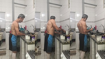 Na cozinha preparado um jantar gostoso