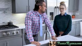Angry stepdad teaches his stepdaughter a lesson with a wild fuck