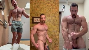 public bathroom body worship and cumshot