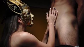 Masked wife deepthroats husband in wild homemade ritual blowjob
