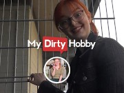 MyDirtyHobby - Awesome Iva_Sonnenschein gets sprayed with cum in public