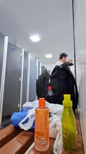 I Almost Got Caught Showing off Inside the Shower Room Where the Truck Drivers Bathe.