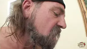 Sweetie Payton loses her lingerie, sucks and rides three massive cocks and a DP