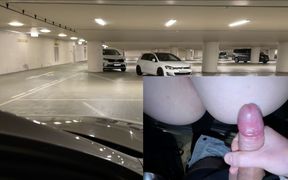 Risky Car Sex in Public Parking Garage - Started with Handjob, Ended Doggy!
