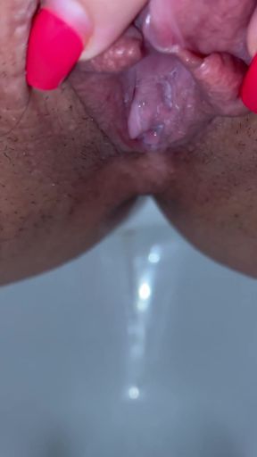 Close-up pee compilation! Showing dirty pads! POV!   Clip 1