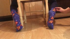 TICKLING TIED UP FEET WITH SUPERMAN SOCKS - MOV HD