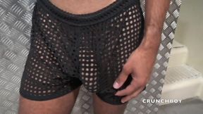 A gay is sucking XXL blakc cock in gloryholes