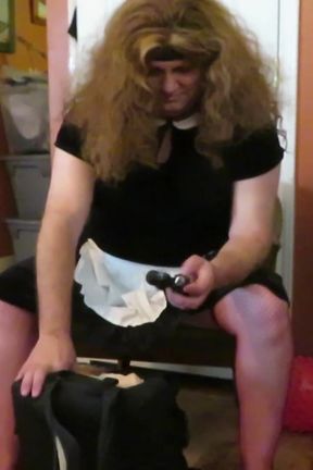 Naughty maid Brittney forgot her lipstick in car is made to go out