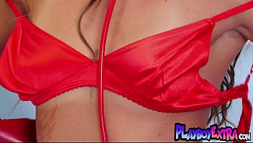 Bombastic brunette teen nurse Kelsey Joan taking off her slutty uniform