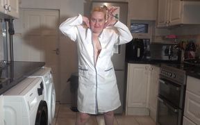 BBW stripping in white overalls and ankle boots