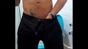Alisando o pau no banheiro Pt1.