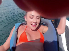 Big ass teen rides a giant cock with a wet pussy while jetskiing