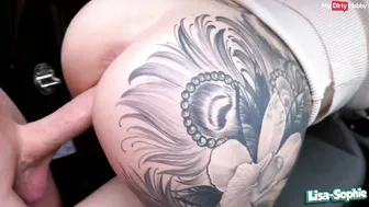 Blonde German amateur with big tits gets fucked hard in the back seat