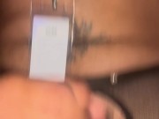 I stroke my dick in front of people in my leather underwear in the adult theater