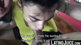 LatinoJuice.com - Venezuelan cutie Nicolas crowds his hungry mouth with two uncut cocks