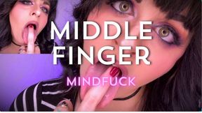 Close up - Middle Finger and Mouth Worship