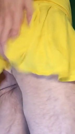 Tiny Yellow Plaid Thong Under Yellow Skirt
