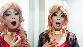 sissy niclo sexy lipstick makeup after smoking4