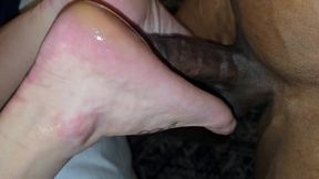 Oiled up Blonde MILF Gives First Foot Job