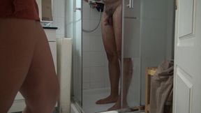 Horny Turkish Mom Masturbating While Watching Her Stepson Shower His Big Cock