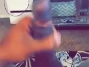 Thug strokes BBC for the neighbors to see during the covid quarantine