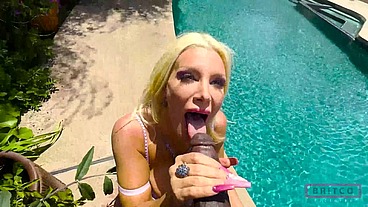 Horny Brittany Andrews Gags On Landscaper Lexington's Rod!