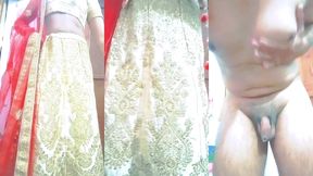 indian gay crossdresser gaurisissy feeling horny in golden lehanga