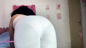 Curvy Girl Farting in Tight White Shorts