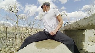 Outdoor public men pissing & cumming in jeans & white briefs - wetting pants in 4 parks