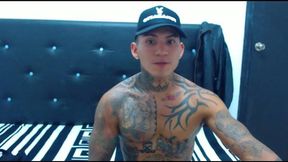 Flexing Muscular Tatted Latin Twink