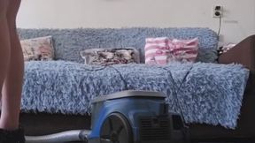 Vacuuming with Lady M, no panties