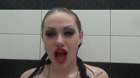 Hair washing and wet hair brushing with sexy makeup
