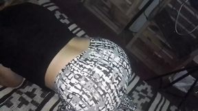 I pull down his leggings and rub my penis