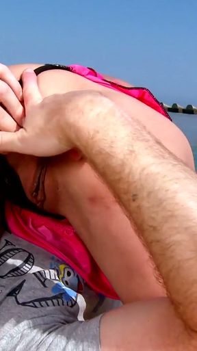 Risky anal fuck on public beach with a french amateur   Clip 2