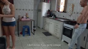 Maid gets naked while working at the boss's request.