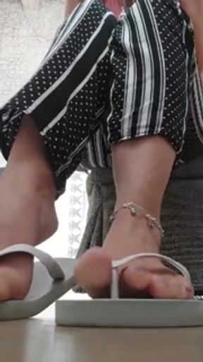 Closeup of my feet with anklet and slippers Onlyfans Mistress Darkshine
