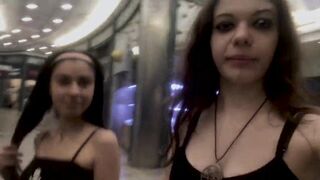 Double cum walk at the mall after a long double