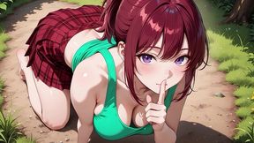 curvy redhead grass clearing outdoor multiple dripping creampies