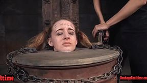 Electrifying BDSM barrel trapping for kinky babe